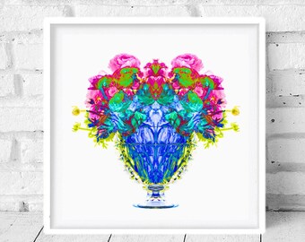 Two Piece Floral Mash Vibrant Art Prints