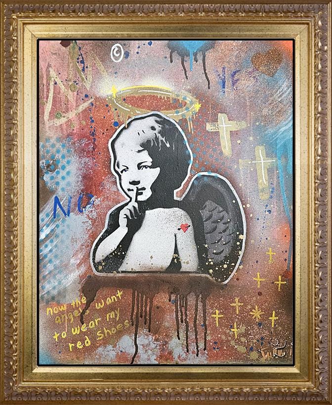 Original Mixed Media Canvas Panel Graffiti Industrial Urban Street