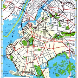Carte de Brooklyn vintage des années 1960 Art Illustration New York City NYC - copie numérisée d'image numérique