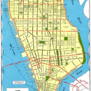 Untere Manhattan Karte Jahrgang 1960 Kunst Illustration in New York City NYC - digitales Bild gescannte Kopie