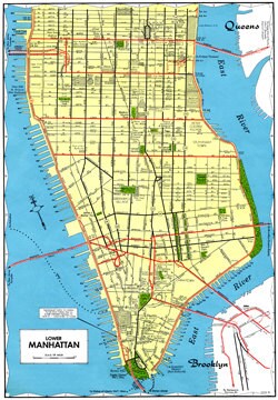 ロウアーマンハッタン地図 ヴィンテージ 1960年代 アートイラスト