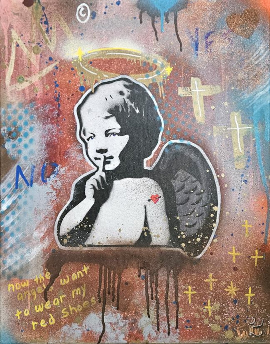 Original Mixed Media Canvas Panel Graffiti Industrial Urban Street