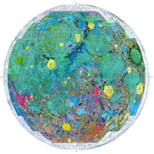 Geologische nahe Seite Mond Karte Vintage Kunst Illustration - digitales Bild