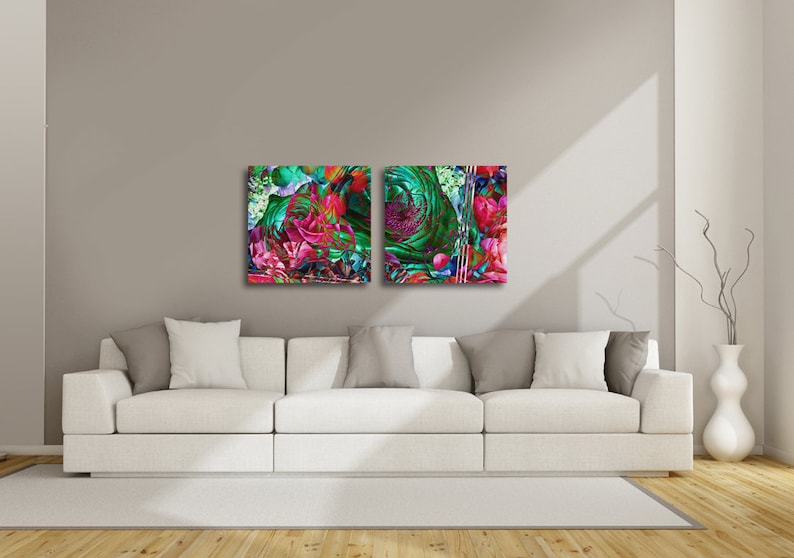 Two Piece Floral Mash Vibrant Art Prints