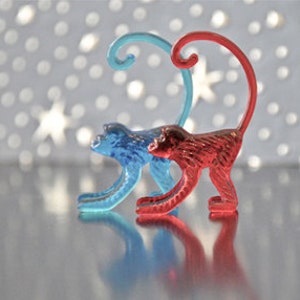 Twinkle Twinkle Little Stars -  Blue Red Little Plastic Cocktail Monkeys Drink Garnish Toy - Digital Photo image