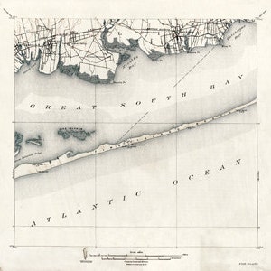 Landkarte von Fire Island New York Coast - digitales Bild Vintage Illustration