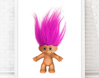 Vintage Retro Troll Doll Pink Hair Photo Print Graphic Art Print