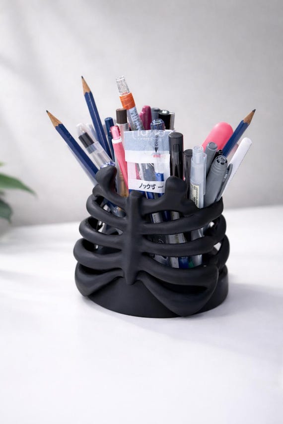 Ribcage Pen Holder | Skeleton Desk Organizer | Gothic Anatomy Office Decor | gift for doctor, nurse, student
