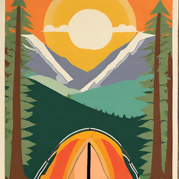 Retro Wilderness Dreams: Vintage Camping Prints for Instant Download!!