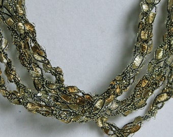 Gold Dust - Crocheted Necklace, Lightweight Crochet Jewelry, Gold Sparkle