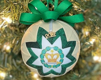 Order of the Amaranth Quilted Fabric Christmas Ornament, 2023 Charm, Fabric Ball Ornaments, Masonic Gifts