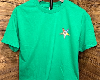 Green Eastern Star Custom T-Shirts, Martha Star Point, OES, Masonic Shirts