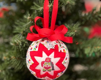 Shriner Clown Quilted Fabric Christmas Ornament, Red or Green Masonic, 2023 Charm, Fabric Ornaments, Ball Ornament