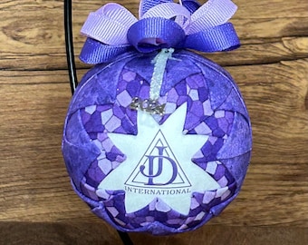 Job’s Daughters Quilted Fabric Christmas Ornament, 2024 Charm, Fabric Ornaments, Ball Ornament, Masonic