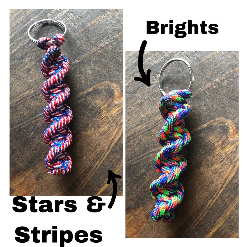 Paracord Keychain Paracord Key Fob Survival Keychain Twist Etsy