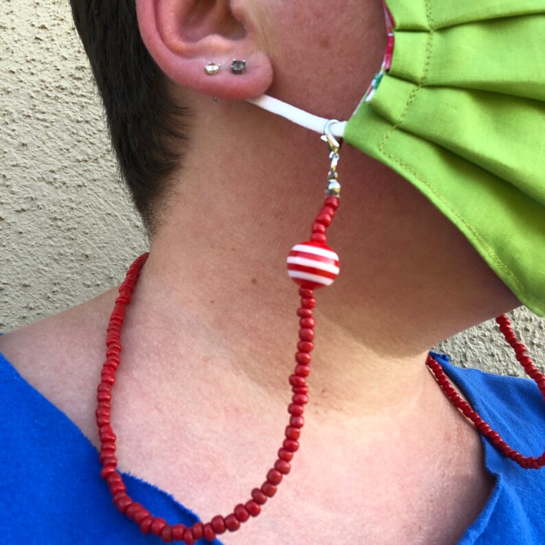 Beaded Face Mask Neck Strap Red Beads Neck Chain for Masks Etsy