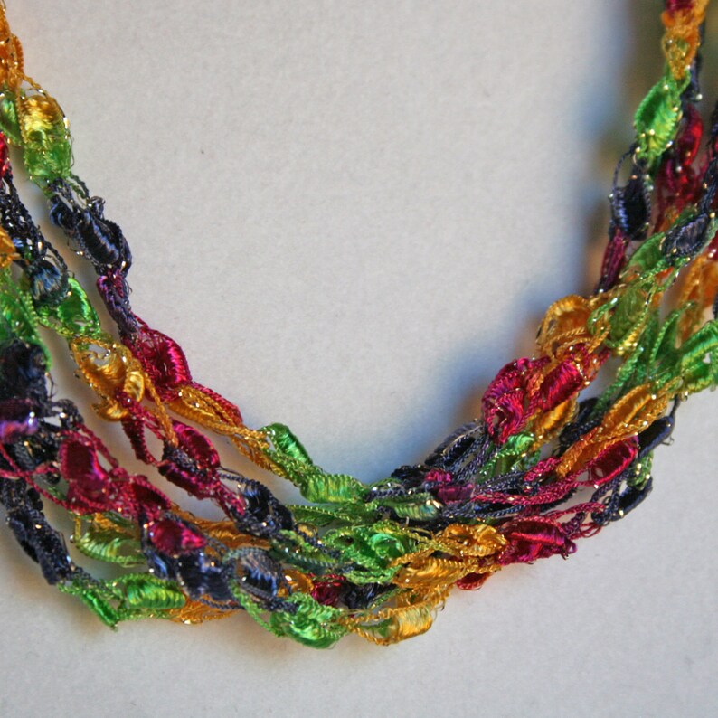 Mardi Gras Crocheted Necklace Lightweight Crochet Jewelry - Etsy