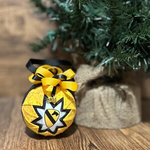 1st Calavary Division Quilted Fabric Ornament, 2025 Charm, US Army, Christmas, USA