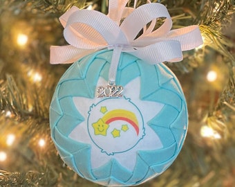 Wish Quilted Fabric Christmas Ornament, 2023 / 2022 Charm, Fabric Ornaments, Care Bear Inspired, Belly Badge, Tummy Symbol,