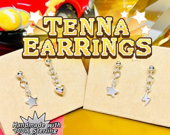 Pendientes colgantes asimétricos con forma de estrella, inspirados en Tenna, de plata de ley 925.