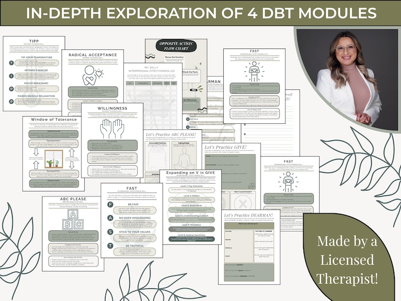 DBT Skills Workbook | 90+ Printable Worksheets (PDF) - Etsy