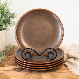 Vintage Wedgwood Sterling Dinner Plates Set of 5 Brown Speckled Stoneware England Farmhouse Table
