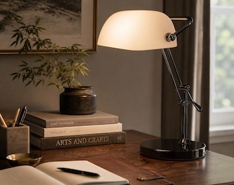 Vintage Tensor Hinckley Desk Lamp Gunmetal Black Chrome Adjustable Banker Style Modern Industrial Task Lighting