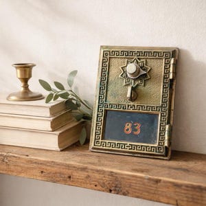 Vintage Brass Post Office Box Door Lock Combination No. 83 | Antique PO Box Door | Industrial Mailbox Hardware Decor | Keyless Lock Co