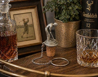 Vtg Golf Bottle Stopper Golfer Cork Pour Spout Barware Golf Gift Sports Decor