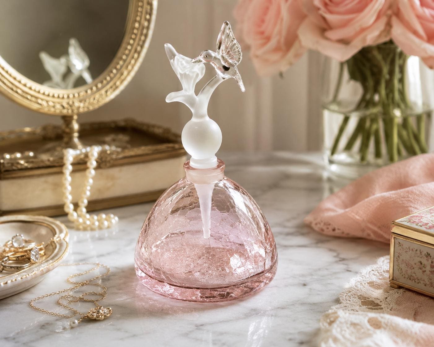 Vintage Pink Glass Perfume Bottle - Etsy