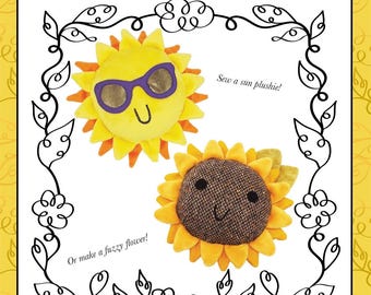 Schnittmuster für Sonne und Sonnenblumen-Plüsch