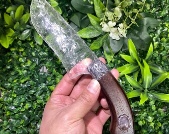9.45 inch Handcrafted White Liuli Dagger | Ornate Decorative Weapon Sculpture | Crystal Display Carving