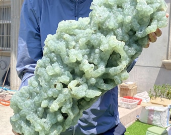 Large Prehnite Specimen | Natural Botryoidal Prehnite Cluster | Green Crystal Statement Piece
