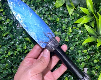 11 inch Handcrafted Blue Opal Dagger | Ornate Decorative Weapon Sculpture | Crystal Display Carving