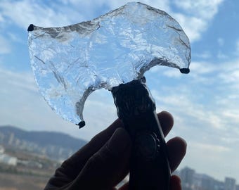 6.3 inch Handcrafted Smelted Crystal Hatchet | Ornate Decorative Weapon Sculpture | Crystal Reki Display Carving