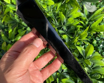 Natural Black Obsidian Wand Crystal Energy Point Healing Ornament+Stand
