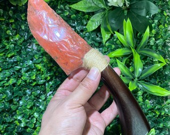 10 inch Handcrafted Smelted Crystal Dagger Knife | Ornate Decorative Weapon Sculpture | Reiki Display Carving