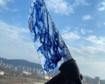 10.6 inch Handcrafted Smelted Crystal Dagger Knife | Ornate Decorative Weapon Sculpture | Reiki Display Carving