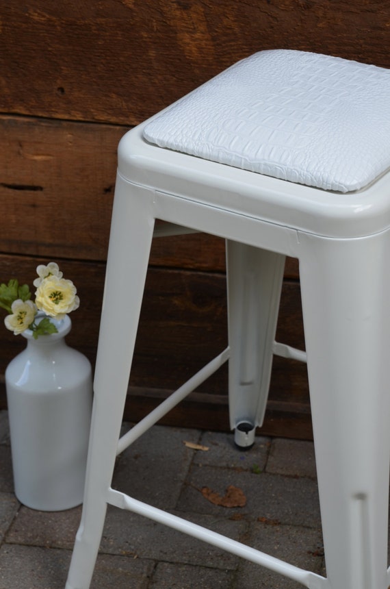 Custom Upholstered Seat Cushion Tolix Style 30 Bar Height Stools in the