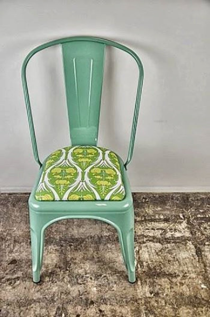 Custom Painted & Upholstered Tolix Style High Back Side Chair Etsy