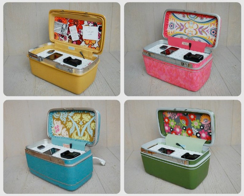 Vintage Samsonite Train Case Custom Charging Station for phones & iPods in Color of your choice image 2