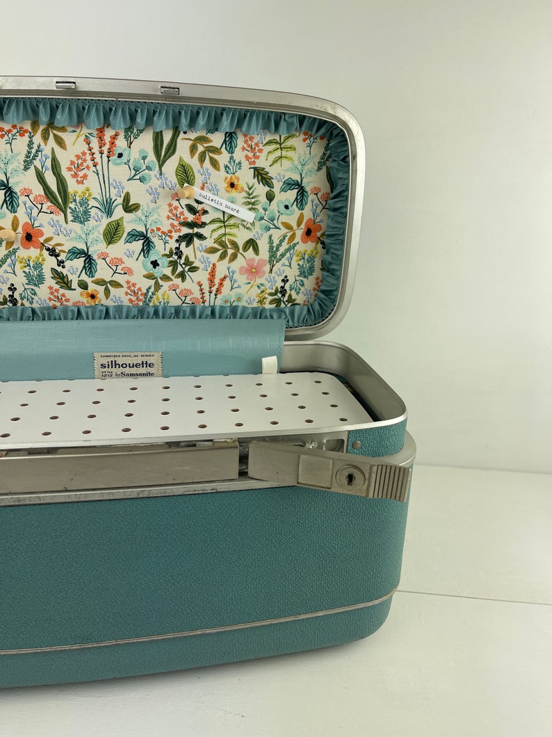 Vintage Samsonite Train Case Charging Station with Liberty of London Message Board image 7