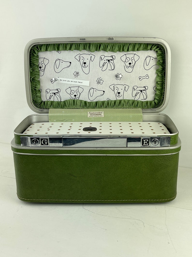 Vintage Samsonite Train Case Charging Station with Liberty of London Message Board image 3