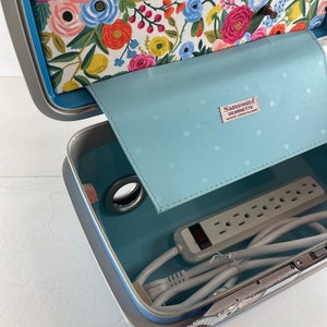 Vintage Samsonite Train Case Charging Station met stof bedekt kurk board afbeelding 8