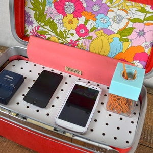 Vintage Samsonite Train Case Charging Station with Liberty of London Message Board image 2