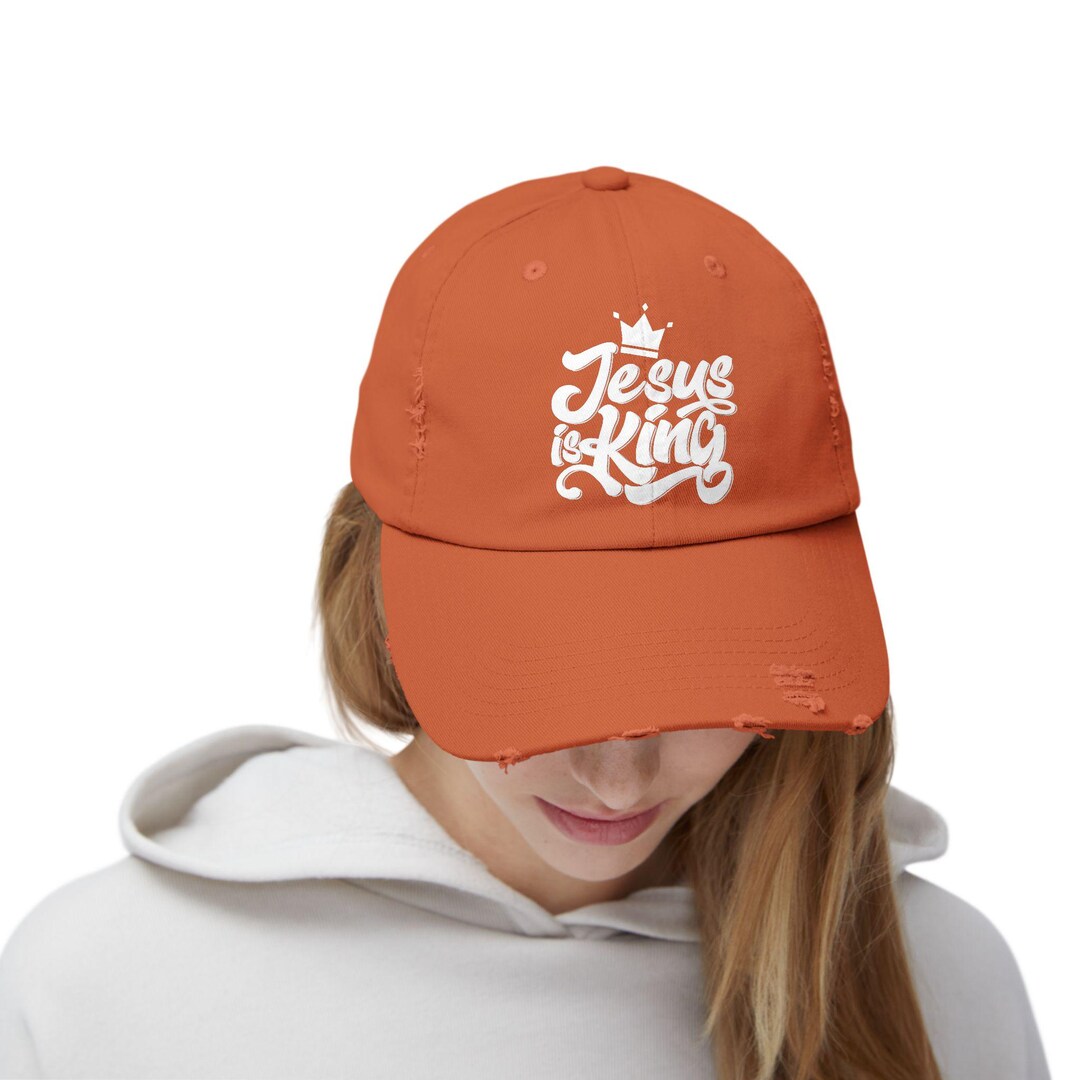 Jesus is King Hat Bold Crown and Cross Embroidered Christian