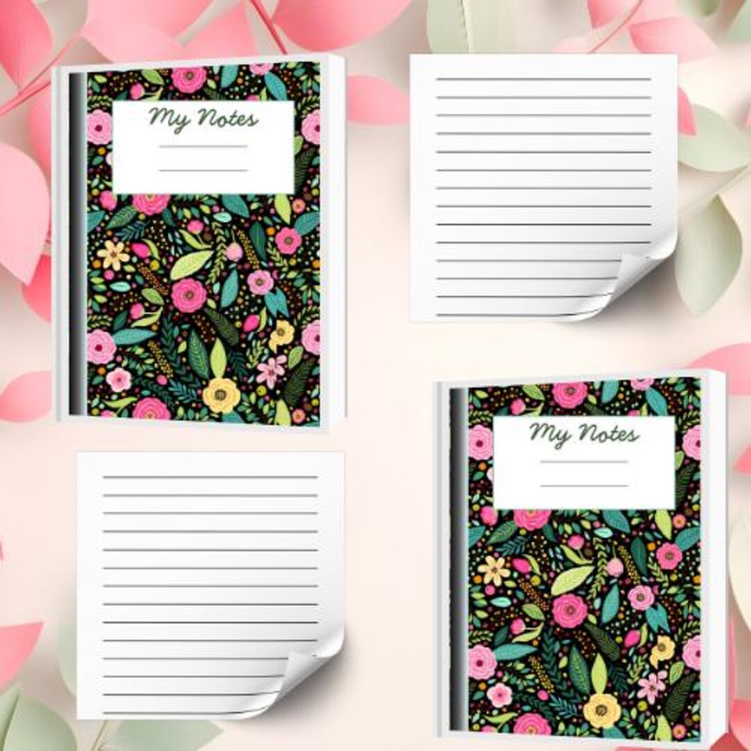 My Notes Floral Journal Green – 6x8 Printable Lined Pages PDF - Etsy