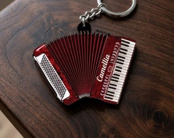 Personalized Accordion Acrylic Keychain, Custom Music Instrument Charm, Musician Gift, Accordion Player Accessory, Unique Keychain