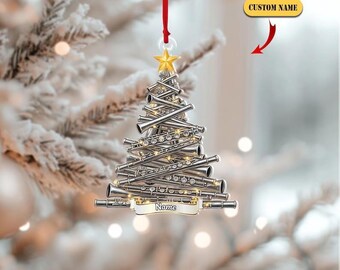 Personalized Flute Christmas Tree Ornament, Musician Gift