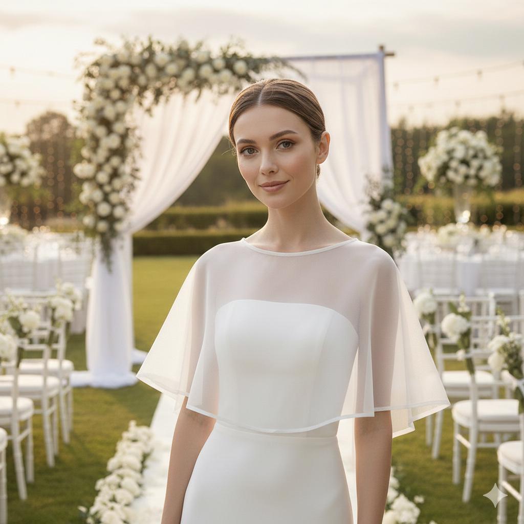 Bridal Lace Shrug Bolero – Elegant Tulle Capelet For Weddings, Chic And Feminine